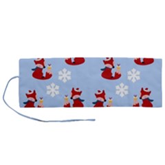Christmas Background Pattern Roll Up Canvas Pencil Holder (m) by uniart180623