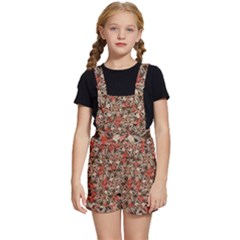 Red Blossom Harmony Pattern Design Kids  Short Overalls by dflcprintsclothing