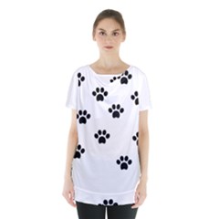 Dog Paw Print T- Shirt Paw Pattern 6 Skirt Hem Sports Top