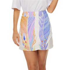 Feathers Design T- Shirtfeathers T- Shirt Mini Front Wrap Skirt