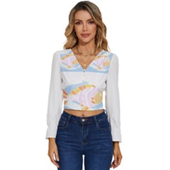 Fishing Lover T- Shirtfish T- Shirt (8) Long Sleeve V-neck Top