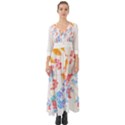 Flowers Pattern T- Shirtflower Pattern Design Drawing T- Shirt Button Up Boho Maxi Dress View1