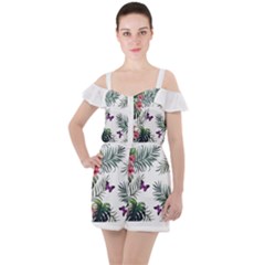 Hawaii T- Shirt Hawaii Lent Flowers Pattern T- Shirt Ruffle Cut Out Chiffon Playsuit by EnriqueJohnson