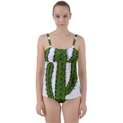Cactus Desert Plants Rose Twist Front Tankini Set by uniart180623