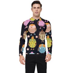 Cute Owls Pattern Men s Long Sleeve Rash Guard