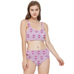 Alien Pattern Pink Frilly Bikini Set by Ket1n9
