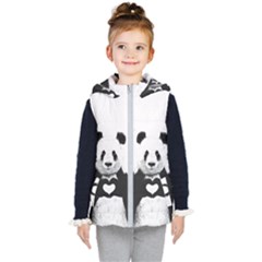 Panda Love Heart Kids  Hooded Puffer Vest by Ket1n9