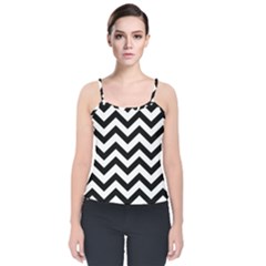 Black And White Chevron Velvet Spaghetti Strap Top