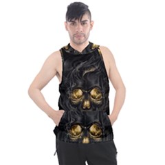 Art Fiction Black Skeletons Skull Smoke Men s Sleeveless Hoodie by Ket1n9