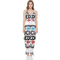 Social Media Computer Internet Typography Text Poster Sleeveless Tie Ankle Chiffon Jumpsuit by Ket1n9