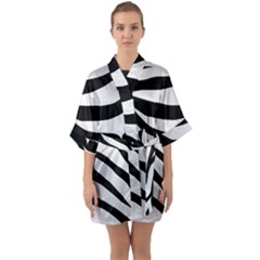 White Tiger Skin Half Sleeve Satin Kimono  by Ket1n9
