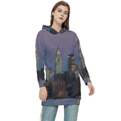 Skyline-city-manhattan-new-york Women s Long Oversized Pullover Hoodie by Ket1n9