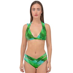 Sunlight Filtering Through Transparent Leaves Green Blue Double Strap Halter Bikini Set by Ket1n9