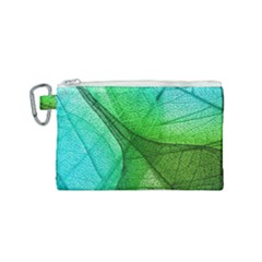 Sunlight Filtering Through Transparent Leaves Green Blue Canvas Cosmetic Bag (small) by Ket1n9