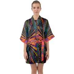 Casanova Abstract Art-colors Cool Druffix Flower Freaky Trippy Half Sleeve Satin Kimono  by Ket1n9
