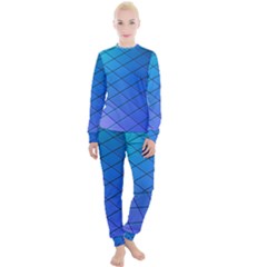 Blue Pattern Plain Cartoon Women s Lounge Set