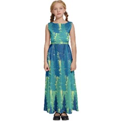 Christmas Trees Pattern Digital Paper Seamless Kids  Satin Sleeveless Maxi Dress by Grandong