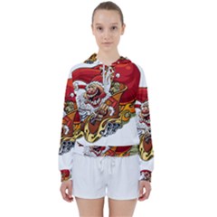 Funny Santa Claus Christmas Women s Tie Up Sweat by Grandong
