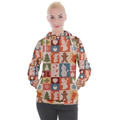 Cute Christmas Seamless Pattern Vector  - Women s Hooded Pullover by Grandong