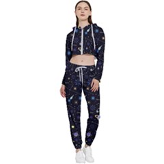 Starry Night  Space Constellations  Stars  Galaxy  Universe Graphic  Illustration Cropped Zip Up Lounge Set by Grandong