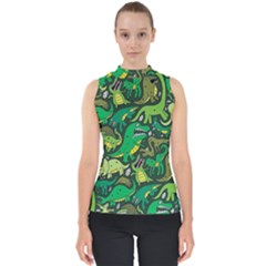 Dino Kawaii Mock Neck Shell Top by Grandong