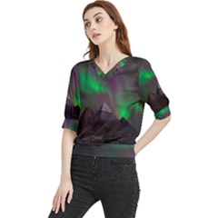 Aurora Northern Lights Phenomenon Atmosphere Sky Quarter Sleeve Blouse