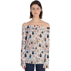 Pattern Seamless Off Shoulder Long Sleeve Top