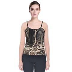 Tree Nature Landscape Forest Velvet Spaghetti Strap Top
