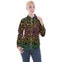 Circuit Hexagonal Geometric Pattern Background Pattern Women s Long Sleeve Pocket Shirt View1