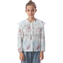 Winter Pattern Background Element Kids  Peter Pan Collar Blouse by Pakjumat