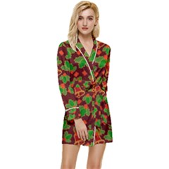 Christmas Pattern Long Sleeve Satin Robe by Pakjumat
