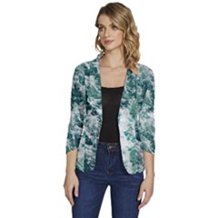 Blue Ocean Waves Women s One-button 3/4 Sleeve Short Jacket by Jack14