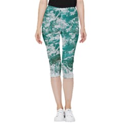 Blue Ocean Waves 2 Inside Out Lightweight Velour Capri Leggings  by Jack14