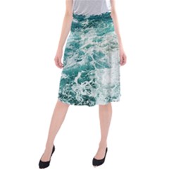 Blue Crashing Ocean Wave Midi Beach Skirt by Jack14