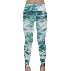 Blue Crashing Ocean Wave Lightweight Velour Classic Yoga Leggings by Jack14