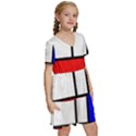 Mondrian-red-blue-yellow Kids  Short Sleeve Tiered Mini Dress View3