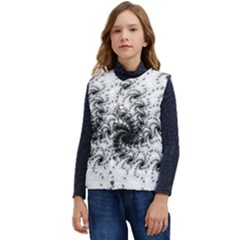 Fractal Black Spiral On White Kid s Button Up Puffer Vest	 by Amaryn4rt