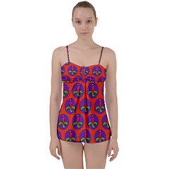 Christmas Candles Seamless Pattern Babydoll Tankini Set by Amaryn4rt
