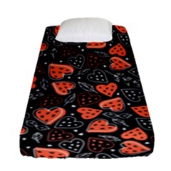 Seamless-vector-pattern-with-watermelons-hearts-mint Fitted Sheet (single Size) by Amaryn4rt