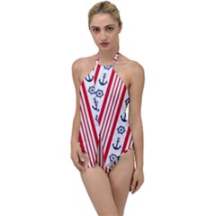 Nautical-papers-nautical-background Go With The Flow One Piece Swimsuit