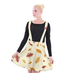 Leaves Autumn Fall Background Suspender Skater Skirt