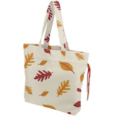 Leaves Autumn Fall Background Drawstring Tote Bag