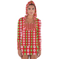 Festive Pattern Christmas Holiday Long Sleeve Hooded T-shirt by Pakjumat