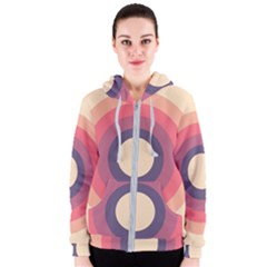 Circles Pattern Bullseye Cream Women s Zipper Hoodie by Pakjumat