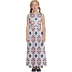 Tile Pattern Design Flowers Kids  Satin Sleeveless Maxi Dress by Pakjumat