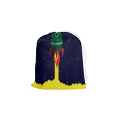 Rocket Halftone Astrology Astronaut Drawstring Pouch (small) by Pakjumat