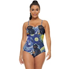 Starry Surreal Psychedelic Astronaut Space Retro Full Coverage Swimsuit
