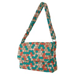 Multicolored Honeycomb Colorful Abstract Geometry Full Print Messenger Bag (m) by Pakjumat