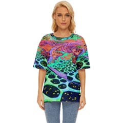 Psychedelic Blacklight Drawing Shapes Art Oversized Basic T-shirt