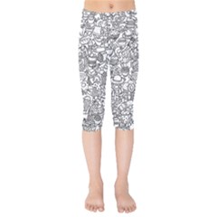 Food Doodle Pattern Kids  Capri Leggings  by Sarkoni